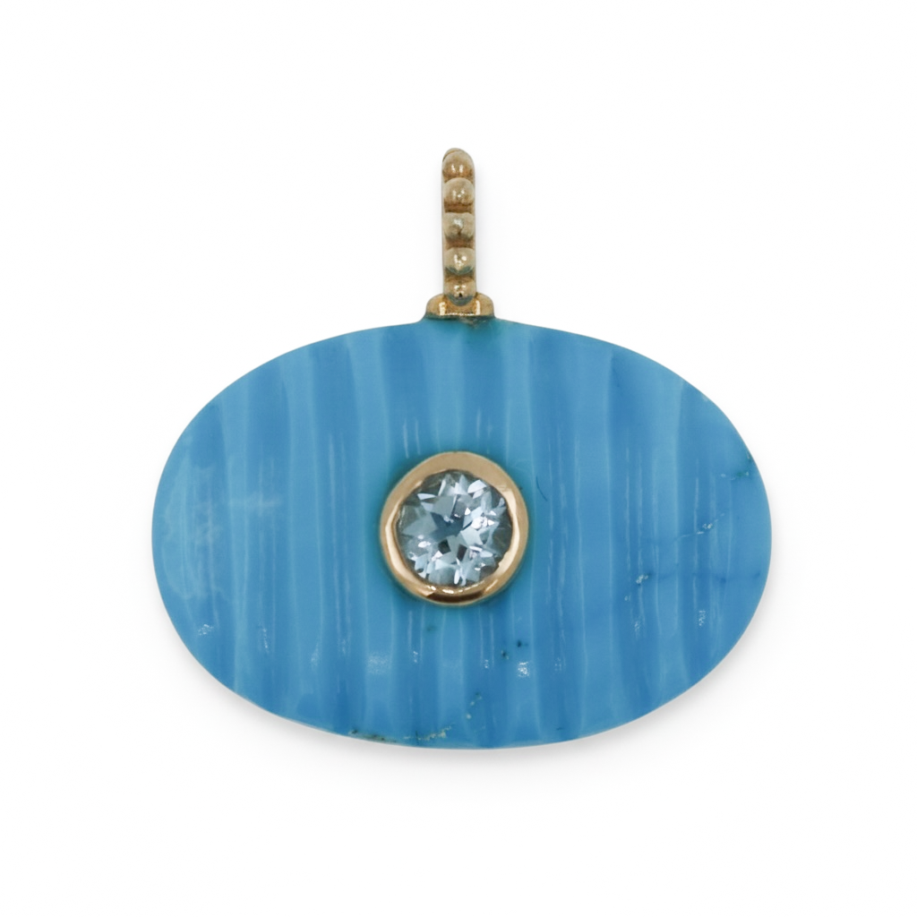 DIJE EN PLATA OVALADO HOWLITE Y TOPACIO