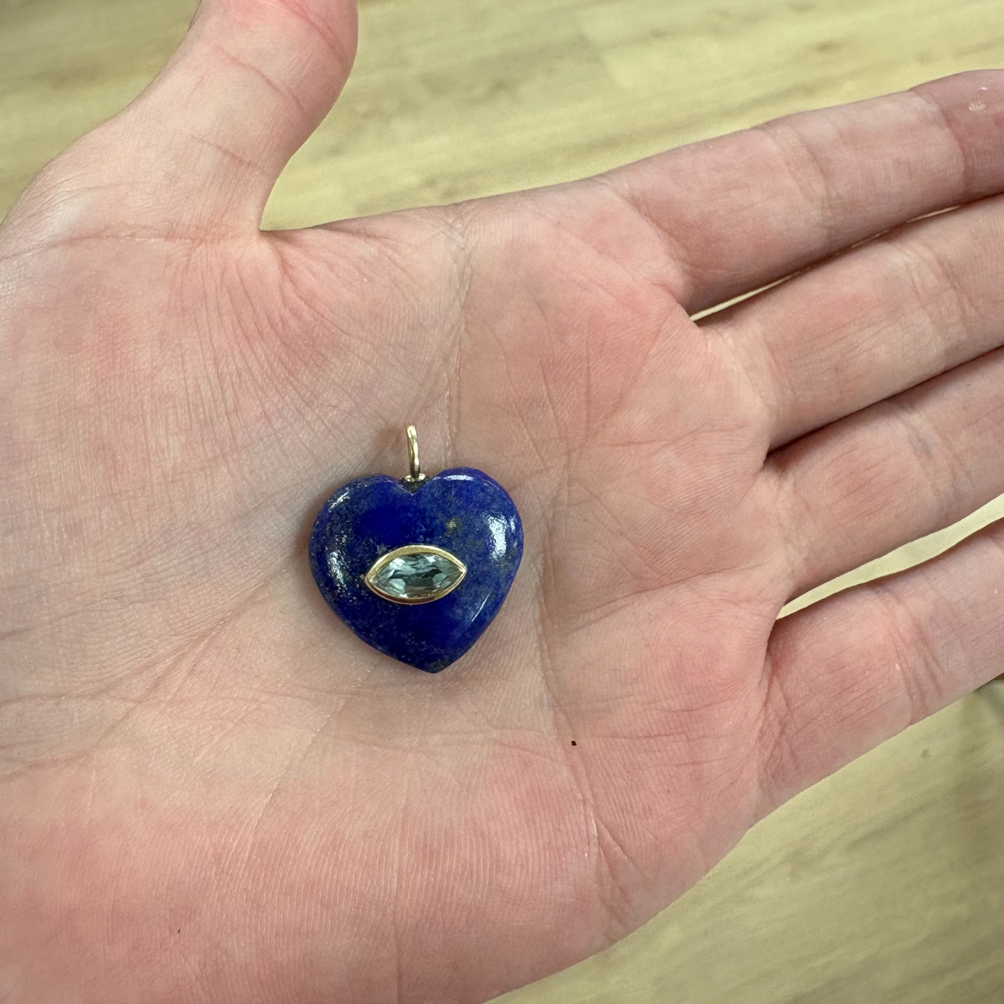 DIJE EN PLATA CORAZON LAPISLAZULI Y TOPACIO