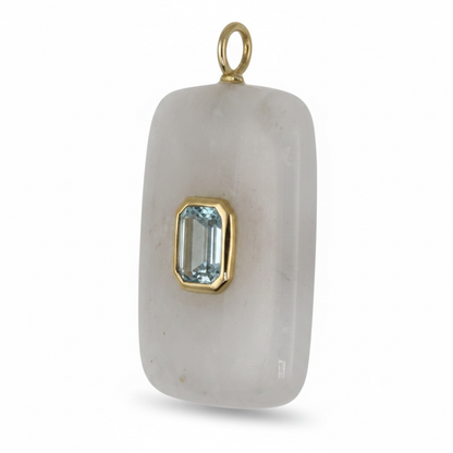 DIJE EN PLATA RECTANGULAR PIEDRA LUNA Y TOPACIO