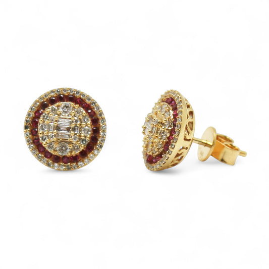 ARETES CIRCULO  RUBIES Y DIAMANTES