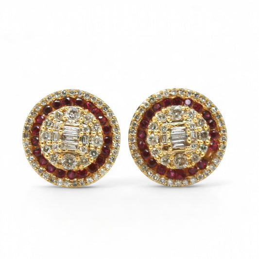ARETES CIRCULO  RUBIES Y DIAMANTES