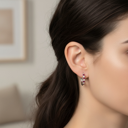 ARRACADAS RUBI Y DIAMANTE