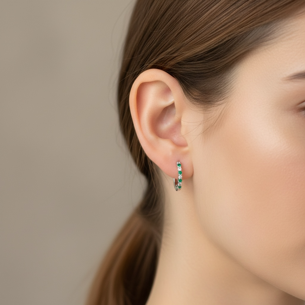 ARRACADAS ESMERALDA Y DIAMANTE