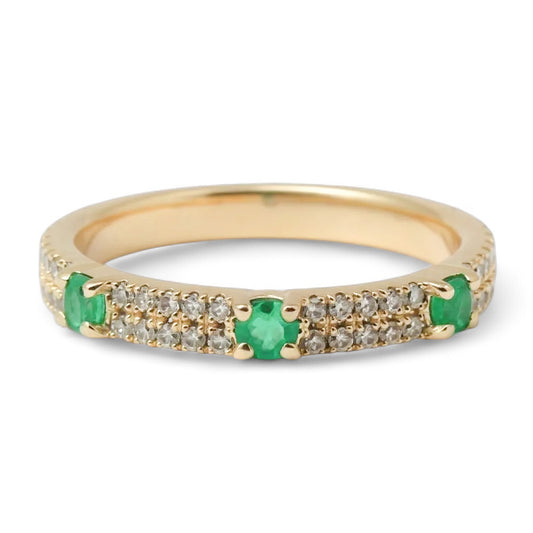 ANILLO DIAMANTES Y ESMERALDA