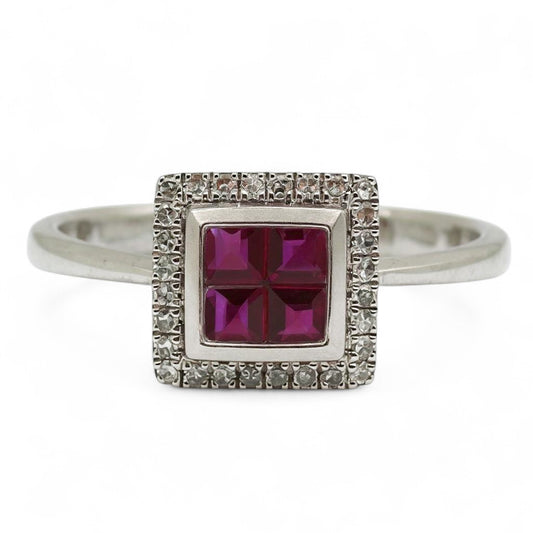 ANILLO CUADRADO RUBI