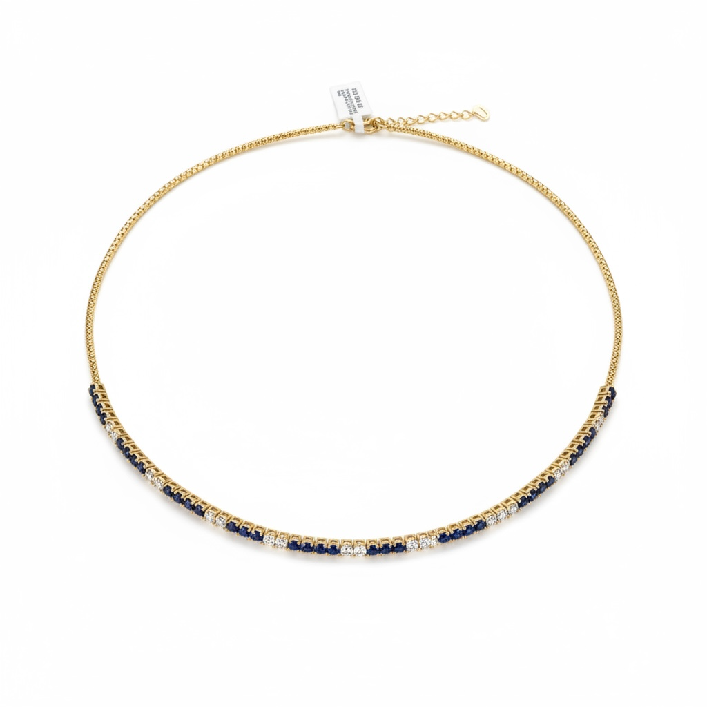 COLLAR ZAFIRO Y DIAMANTES SEMIFLEXIBLE