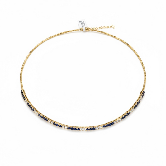 COLLAR ZAFIRO Y DIAMANTES SEMIFLEXIBLE