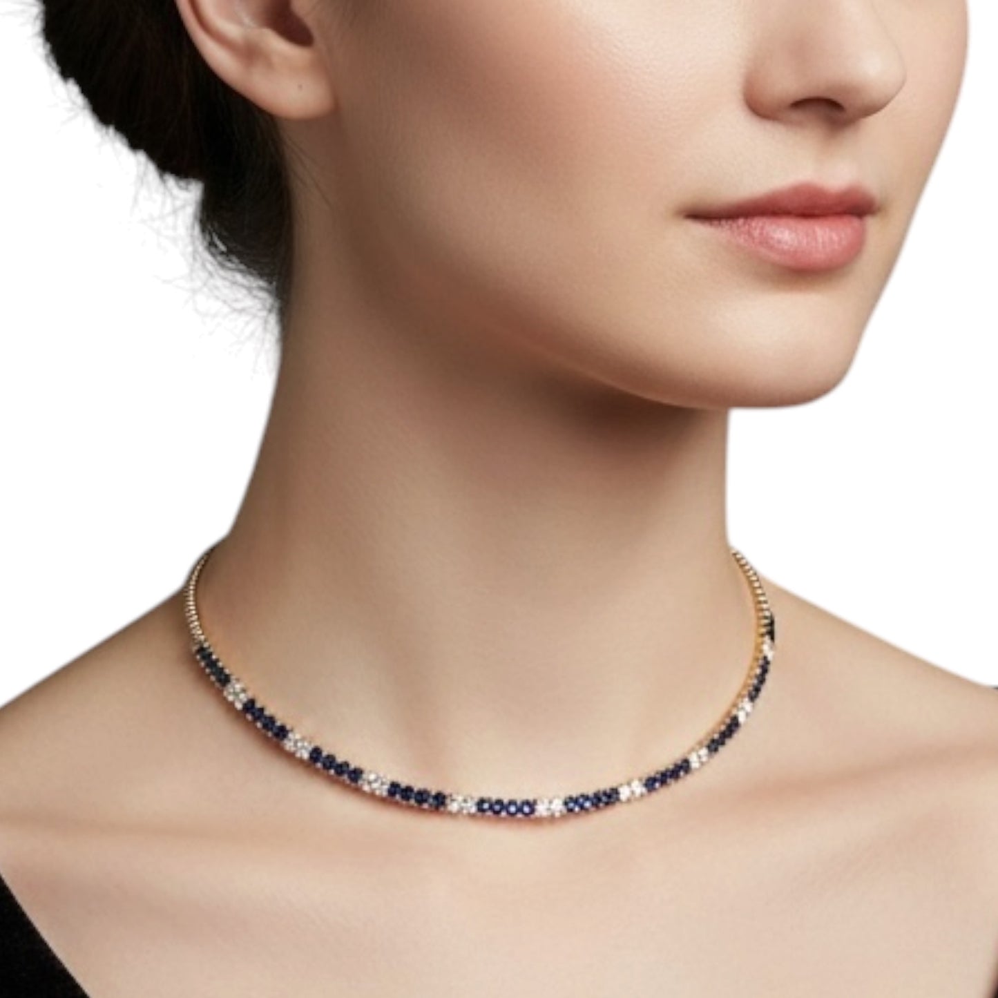 COLLAR ZAFIRO Y DIAMANTES SEMIFLEXIBLE