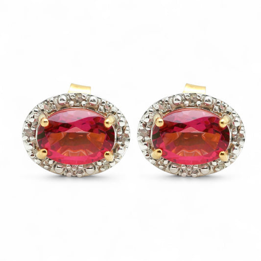 ARETES OVAL TURMALINA ROSA