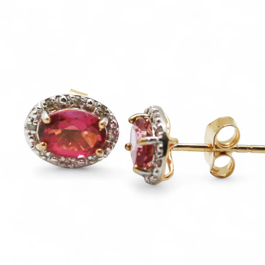 ARETES OVAL TURMALINA ROSA