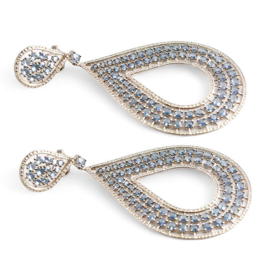 ARETES LARGOS ZAFIRO Y DIAMANTES