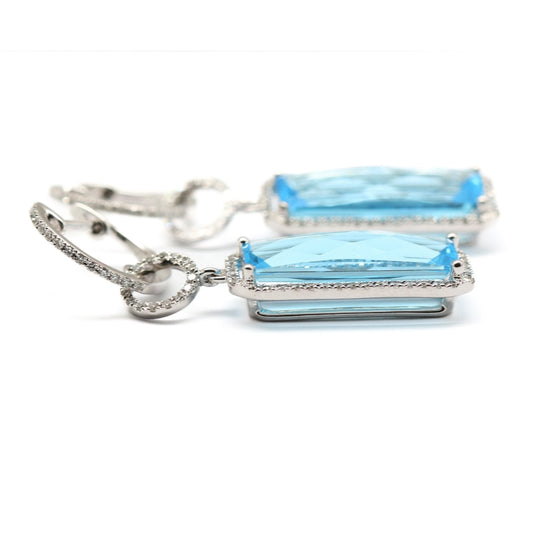 ARETES LARGOS TOPACIO Y DIAMANTES