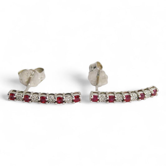ARETES LARGOS RUBI Y DIAMANTES