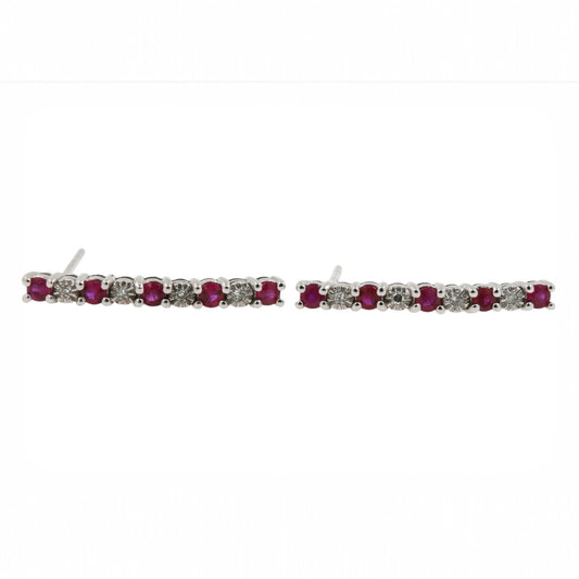 ARETES LARGOS RUBI Y DIAMANTES
