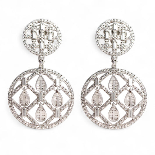 ARETES LARGOS CIRCULO DIAMANTES