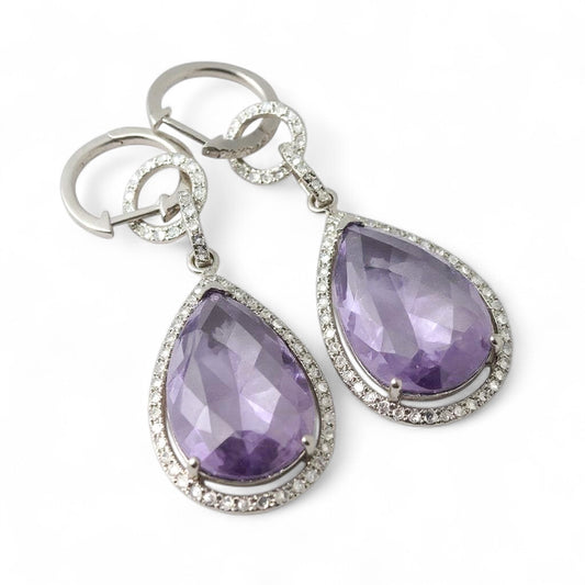ARETES LARGOS AMATISTA DIAMANTES