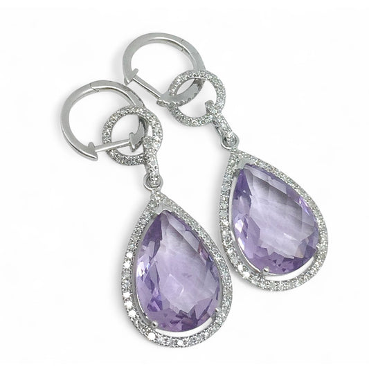 ARETES LARGOS AMATISTA DIAMANTES