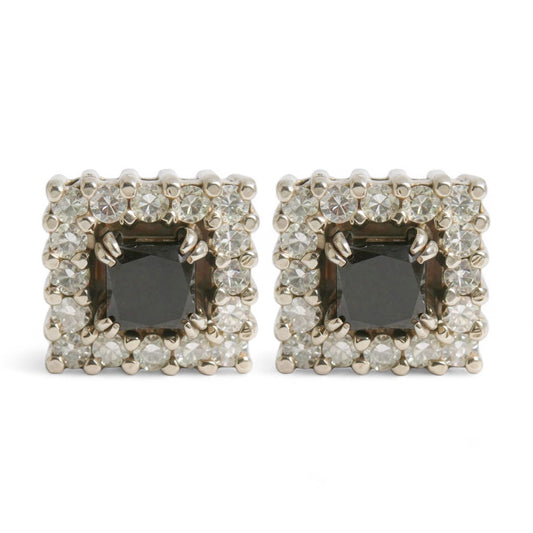 ARETES HALO DIAMANTES NEGROS