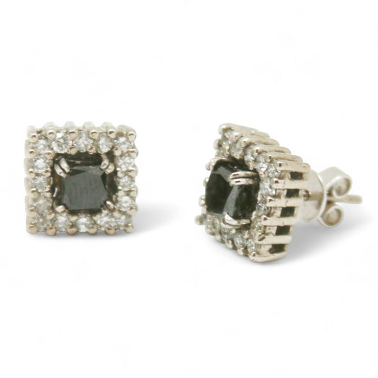 ARETES HALO DIAMANTES NEGROS