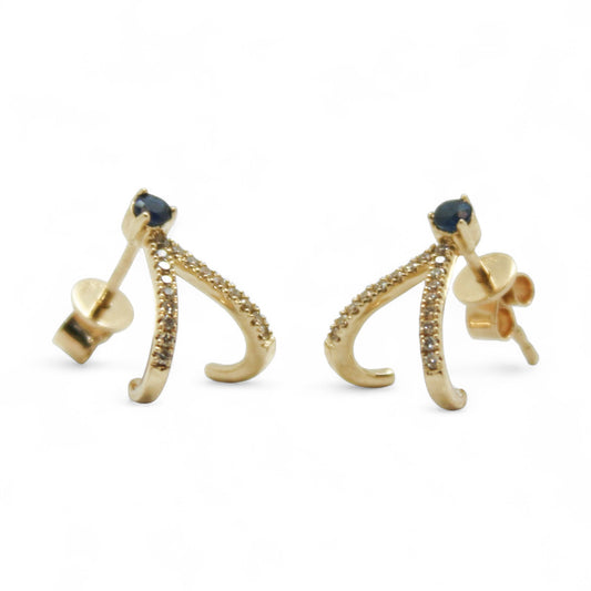 ARETES GARRA ZAFIRO Y DIAMANTES