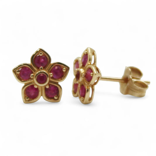 ARETES FLOR RUBI