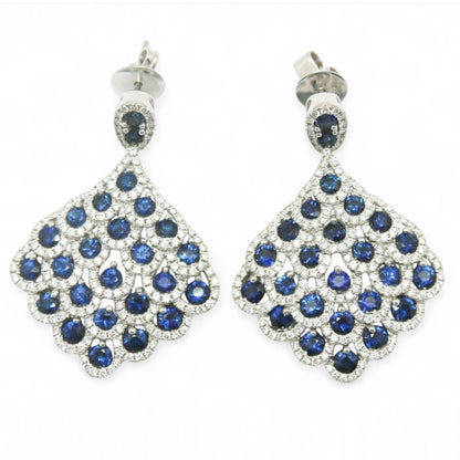 ARETES LARGOS ZAFIRO Y DIAMANTES