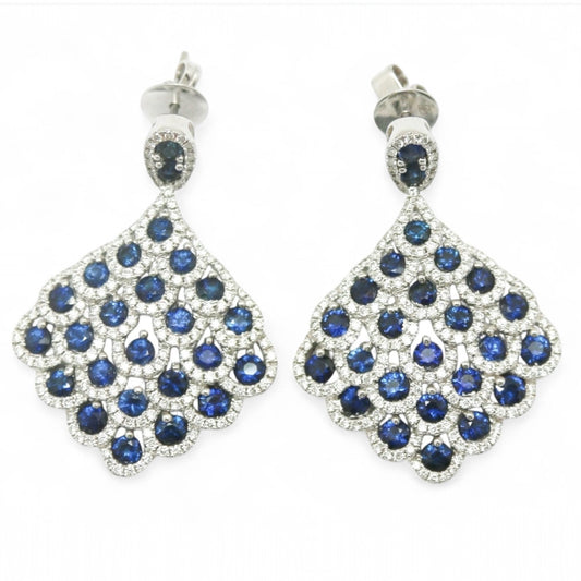 ARETES LARGOS ZAFIRO Y DIAMANTES