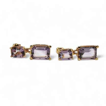 ARETES RECTANGULARES AMATISTA O PIEDRA A ELEGIR