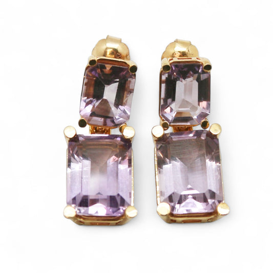 ARETES RECTANGULARES AMATISTA O PIEDRA A ELEGIR