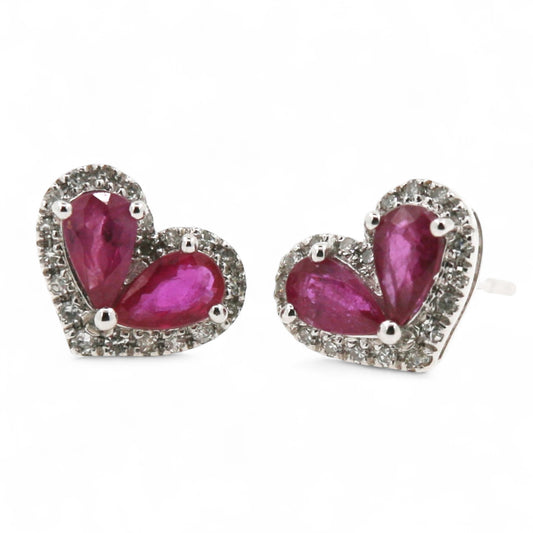 ARETES CORAZON RUBI