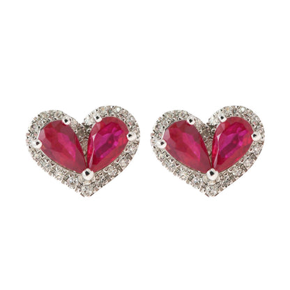 ARETES CORAZON RUBI