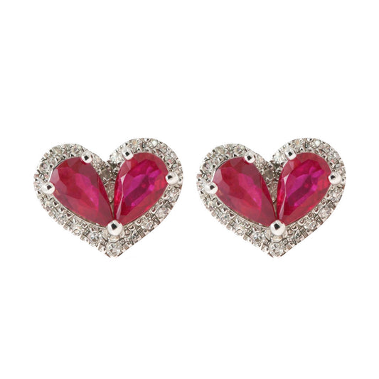 ARETES CORAZON RUBI