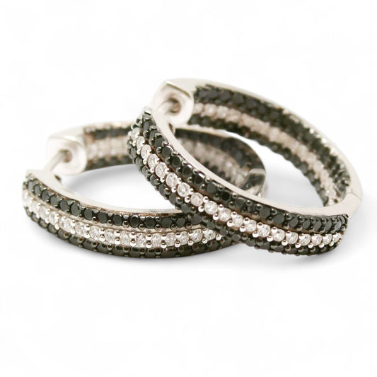ARRACADAS DIAMANTES BLANCOS Y NEGROS