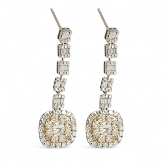 ARETES LARGOS DIAMANTES AMARILLOS