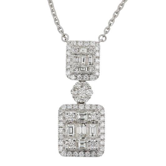 COLLAR DOBLE RECTANGULO DIAMANTES