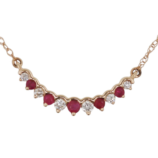 COLLAR MEDIO CIRCULO RUBI Y DIAMANTES
