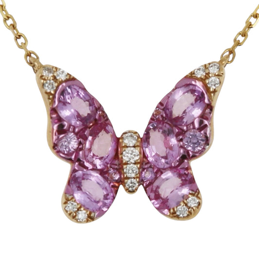 COLLAR MARIPOSA ZAFIRO ROSA
