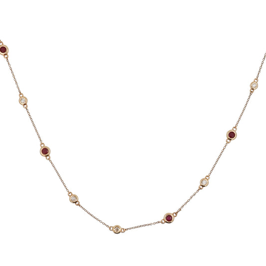 COLLAR RUBIES Y DIAMANTE BISEL