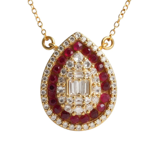 COLLAR PERA RUBIES Y DIAMANTES