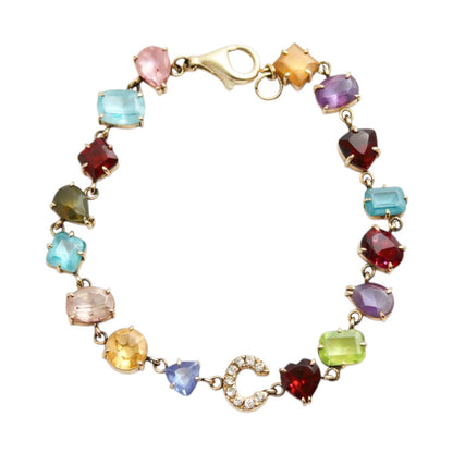 PULSERA CON INICIAL Y PIEDRAS DE NACIMIENTO