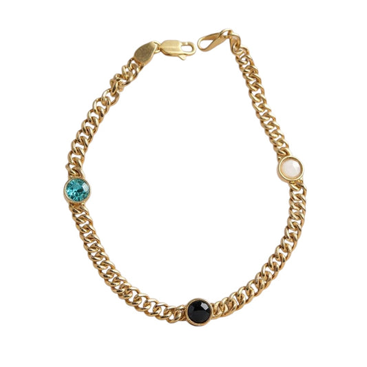 PULSERA BIRTHSTONE ZAFIRO, PIEDRA DE LA LUNA Y TOPACIO