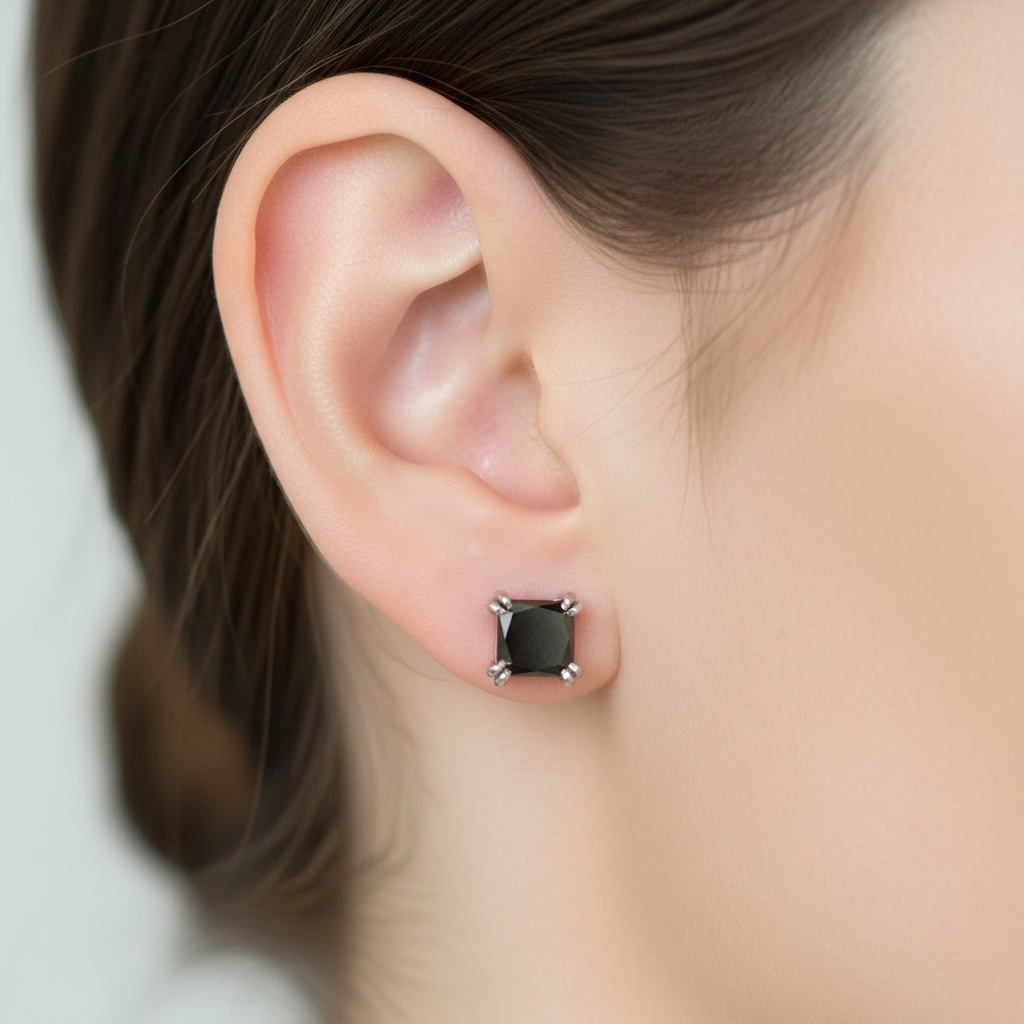 ARETES HALO DIAMANTES NEGROS