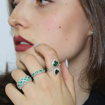ANILLO ESMERALDAS Y DIAMANTES