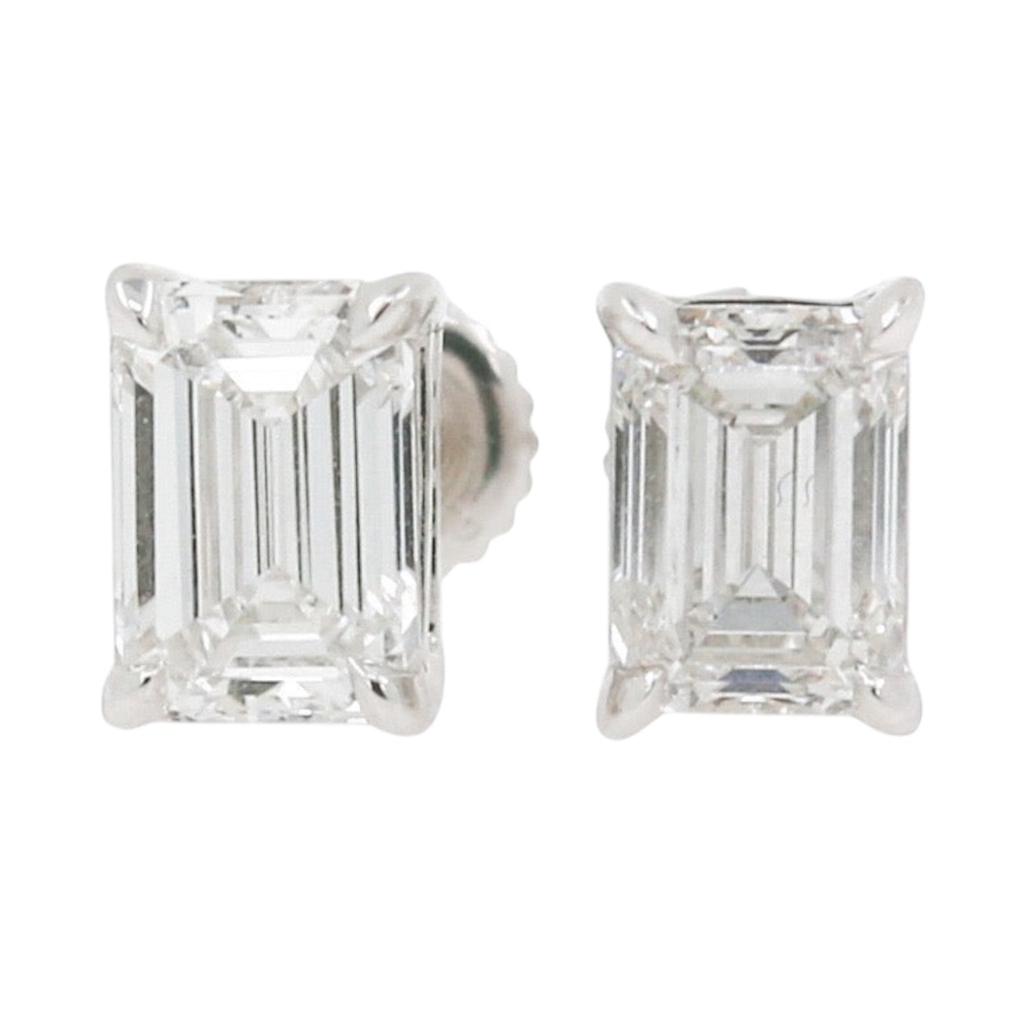 BROQUELES 2.00 CT CORTE ESMERALDA LAB GROWN