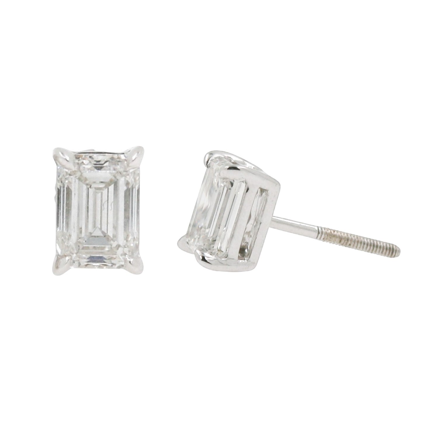 BROQUELES 2.00 CT CORTE ESMERALDA LAB GROWN