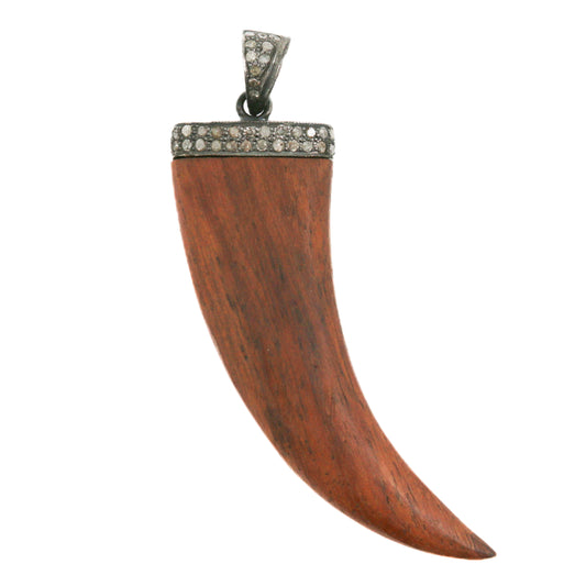 DIJE PLATA CUERNO Madera y Diamantes