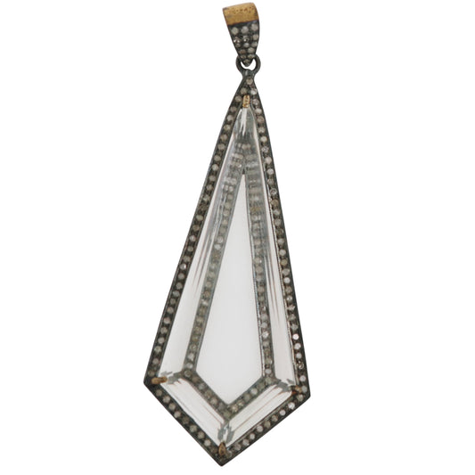 DIJE PLATA TRIANGULO CRISTAL Y DIAMANTES