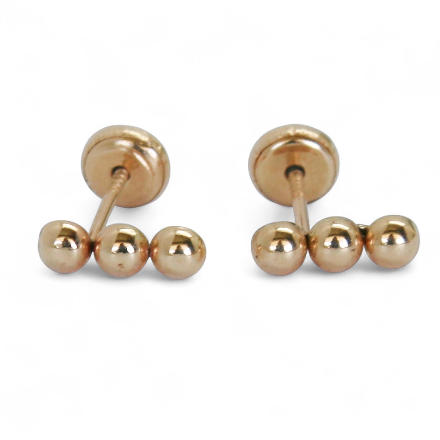 ARETES NIÑA TRES BOLAS ORO