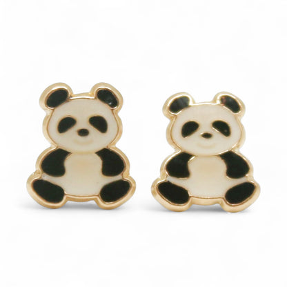 ARETES NIÑAS ESMALTE PANDA