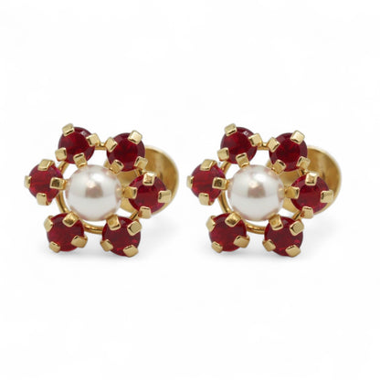 ARETES NIÑAS FLOR PERLA